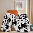 Touchat Cow Print Blanket for Couch, Faux Fur Throw Blanket, Super Heavy Warm Cozy Blankets for Bed Sofa, Bubble Plush Fuzzy Soft Mink Blanket for Living Room Bedroom, Cow Black by CozyNest Decor