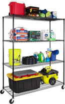 Seville Classics UltraDurable Heavy Duty NSF Solid Steel Wire Rack Storage Unit, Organizer for Garage, Warehouse, Office, Restaurant, Classroom, Kitchen, Black, 4-Tier Shelving, 60" W x 24" D by CozyNest Decor