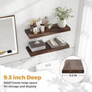 RICHFOCUS Live Edge Elm Floating Shelves - 24" W x 9.3" D Rustic Solid Wood Wall Shelves with Invisible Bracket, Wall-Mounted for Living Room, Bedroom, Kitchen Storage & Display, Set of 2, Walnut by CozyNest Decor