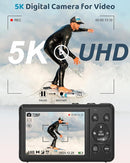5K Digital Camera - 72MP UHD Digital Cameras for Photography - Autofocus Point and Shoot Small Camera with Flash for Kids - 2.8 Inch Screen Compact Portable Vlogging Camara with 16X Zoom, 32GB SD Card by TinyTreasures Baby Boutique