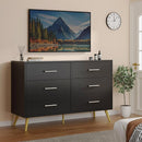 Shintenchi 6 Drawer Dresser, Wide Chest of Drawers Organizer Storage with Drawers, Large Storage Cabinet, Modern Design Dresser for Bedroom, Living Room, Porch, Black by TinyTreasures Baby Boutique