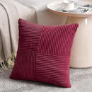 Fancy Homi 2 Packs Burgundy Euro Decorative Throw Pillow Covers 26x26 Inch for Living Room Bed, Rustic Farmhouse Boho Home Decor, Soft Corss Corduroy Patchwork Textured Square Cushion Case 66x66 cm by CozyNest Decor