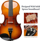 Cecilio 1/2 Violin Solidwood Violin with Hard Case, Bow, Rosin, Tuner, Shoulder Rest & Lesson Book – Ideal for Beginners by TinyTreasures Baby Boutique