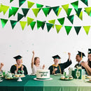 Gradient Green Party Decorations Metallic Fabric Ombre Green Triangle Pennant Banner Flag Bunting for Graduation Birthday Retirement Wedding Bachelorette Spring Summer St Patrick's Day Party Supplies by GreenHaven Gardens