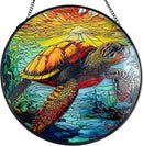 RIVEENY Sea Turtle Glass Window Hanging,8" Sea Turtle Decor Sun Catchers,Stained Glass Sun Catcher Hanging Decoration with Metal Chain,Sun Catchers for Window Decor Outdoor Garden Decor by GreenHaven Gardens