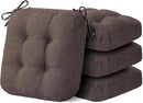 Chair Cushions for Dining Chairs, Dining Chair Cushions, Tufted Indoor Chair Pads with Ties & Non Slip Backing, Seat Cushions for Kitchen Chairs 16.5” x 16.5” x 3.5”, Set of 4, Brown by CozyNest Decor