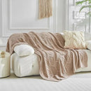 Longhui bedding Chunky Cotton Knit Throw Blanket for Couch, Sofa, Bed, or Chair, Decorative Breathable Fall Cable Knit Blanket 51 x 63 Inches, Pink Rose by CozyNest Decor