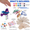 ArtCreativity DIY Wind Chime Kit for Kids - 8 Pack - Wooden Wind Chime Set with Paint Kit, Rhinestone Flower Stickers, Glitter Heart Foam Stickers, and More - Summer Arts and Crafts for Kids 3 and Up by TinyTreasures Baby Boutique