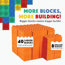 Big Blocks for Kids Ages 4-8 — Indoor & Outdoor Blocks Kids Games — Orange Large Building Blocks - 48 pc by TinyTreasures Baby Boutique