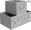 StorageWorks Storage Baskets for Shelves, Foldable Fabric Closet Storage Bins with Handles, Fabric Storage Bins Clothes Organizer, Gray, 3-Pack, Extra Large by TinyTreasures Baby Boutique