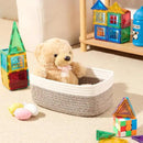 Small Storage Baskets for Organizing | Closet Organizer Bins | Shelf Toy Basket | Woven Rope Baskets | Cube Decorative Box | Shallow Basket | 11.5x7.5x4.7” | 4 Packs White Brown by CozyNest Decor