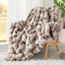 Touchat Luxury 1000GSM Faux Rabbit Fur Throw Blanket, Super Heavy Warm Cozy Grey Blankets for Couch Bed Sofa, Ruched Plush Fuzzy Elegant Soft Reversible Mink Blanket for Living Room Bedroom by CozyNest Decor