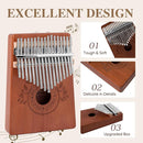 Kalimba Thumb Piano 17 Keys Instrument: Portable Mbira Finger Pianos Musical Gifts for Kids Adults Beginners - Mahogany Wood Handheld Piano with Tune Hammer, Music Book by TinyTreasures Baby Boutique