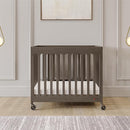 Foundations Boutique Folding Mini Baby Crib - Compact, Portable, Wooden Hotel Crib, Foldable Compact Cribs for Baby & Toddlers - Includes 3" Foam Mattress - Dapper Gray by TinyTreasures Baby Boutique