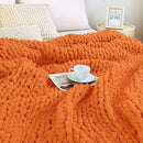 Admitrack Chunky Knit Blanket Throw, 100% Hand Knit Chenille Throw Blanket for Sofa & Home Decor, Soft and Cozy Knitted Throw Blankets (Orange, 51"x63") by CozyNest Decor