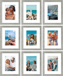 Vittanly 8x10 Picture Frames Set of 9, Shatter Resistant Plexiglass, Display 5x7 Pictures with Mat or 8x10 without Mat, Photo Frames for Wall or Tabletop, Engineered Wood, Grey by CozyNest Decor