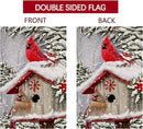 BLKWHT Winter Cardinal Bird House Flag 28 x 40 Vertical Double Sided Trees Snow Christmas Holiday Outside Decorations Burlap Yard Flag BW735-40 by GreenHaven Gardens