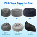 Hobestluk 3 in 1 Bean Bag Chair Giant Bean Bag Chairs for Adults with Chevron Plush Fur Cover Convertible Bean Bag Floor Cushion with Machine Washable Cover for Living Room (Chevron Plush Black) by CozyNest Decor