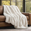 Luxury Faux Fur Throw Blanket, Soft Fluffy Faux Mink Blankets for Bed, Couch, Sofa, Thick Cozy Plush Warm Fur Throws with Reversible Velvet, Ivory Mink, 60"x80" by CozyNest Decor