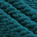 Carriediosa Chunky Knit Throw Blanket 60" X 80" Twin, 100% Hand Made Large Chenille Loop Yarn Soft Fluffy Throws for Couch Sofa Bed, Big Crochet Cozy Heavy Thick Cable Woven Blankets, Teal by CozyNest Decor