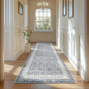 jinchan Hallway Runner Rug 3x10 - Machine Washable Grey Vintage Floral Distressed Design Soft Non-Slip Low-Pile Ultra-Thin Runner Rug for Kitchen Laundry Room Bedroom Farmhouse (3‘x10',Grey) by TinyTreasures Baby Boutique
