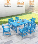 HDPE Patio Dining Set, 5-Piece Outdoor Table and Chairs with Umbrella Hole, Modern Outdoor Dining Set for 4, HDPE Outdoor Patio Furniture Dining Sets for Deck, Poolside, Porch, Sky Blue by CozyNest Decor