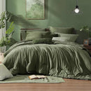 Monbix California King Comforter Set - 7 Pieces Cationic Dyeing Olive Green Bed in a Bag Cal King Bedding Sets with Comforter, Sheets, Pillowcases & Shams, Reversible Bedding Comforters Sets(108 * 92) by CozyNest Decor