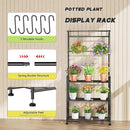 Plant Stand Indoor Outdoor Heavy Duty Metal - 56.4" Tall 3-Tier Shelf for Multiple Plants, Flowers, Rustproof Black Storage Rack for Patio, Balcony, Living Room, Garden, Includes Hooks&Adjustable Feet by GreenHaven Gardens
