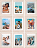 Vittanly 5x7 Picture Frames Set of 9, Shatter Resistant Plexiglass, Display 4x6 Pictures with Mat or 5x7 without Mat, Photo Frames for Wall or Tabletop, Engineered Wood, Rustic Pink by CozyNest Decor