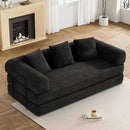 Convertible Sleeper Sofa Bed with Pillow, 4-in-1 Corduroy Folding Mattress Couch with Fixed-Shape Frame, Futon Fold Out Floor Sofa Cama Lounge Couch for Living Room Bedroom Studio, Black by CozyNest Decor