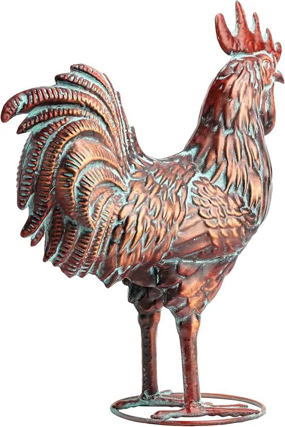 Garden Rooster Statues,15.7" L x 18.8" H Outdoor Metal Chicken Figurines,Antique Copper Chicken Sculptures & Statues Ornaments,3D Large Yard Rooster Decor for Home Kitchen Patio Farm, photo 4 of 8