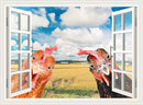 Funny Chicken Wall Stickers Peel and Stick - 2 Hens Head Looking Inside from Window - Cute Chicken Wall Decals Removable - Chicken Lover Gifts Wall Decor for Bedroom Farmhouse Kitchen Dorm by CozyNest Decor