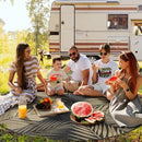 GENIMO Outdoor Rug 8' Round Waterproof for Patios Clearance, Reversible Outdoor Plastic Straw Camping Rug Carpet, Large Area Rugs Mats for RV, Camper, Deck, Balcony, Porch, Beach, Picnic, Black&Brown by CozyNest Decor