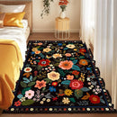 Floral 3x5 Area Rug Machine Washable Soft Print Boho Carpet Non Slip Doormat Low Pile Flower Area Rugs for Living Room Bedroom Nursery Kitchen Dining Room Indoor-Black by TinyTreasures Baby Boutique