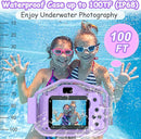 Agoigo Kids Waterproof Camera - Children Underwater HD Video Digital Camcorder, Portable Travel Toy for Toddler - Ideal Christmas Birthday Gifts for Boys Girls Age 3-12 with 32GB Card (Purple) by TinyTreasures Baby Boutique