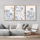 Tinonedraw Large Classic Chinoiserie Flower Framed Canvas Wall Art Set, Navy Blue and White Floral Wall Decor, Minimalist Neutral Botanical Art Printing for Living Room Bedroom Office Dorm 16"x24"x3 by CozyNest Decor