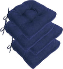 RACE LEAF 4 Pack 17x17 Patio Chair Cushions, Thickened Waterproof Cushions with Stain Resistant Cover and Non-Slip Ties (Navy) by GreenHaven Gardens