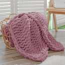 Bigacogo Chunky Knit Throw Blanket for Couch, 40x40 inches, 100% Hand Knitted with Thick Jumbo Chenille Yarn, Cozy Soft Large Rope Knot Cable Crochet Blankets for Sofa Bed Living Room, Burnt Rose by CozyNest Decor