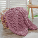 Bigacogo Chunky Knit Throw Blanket for Couch, 40x60 inches, 100% Hand Knitted with Thick Jumbo Chenille Yarn, Cozy Soft Large Rope Knot Cable Crochet Blankets for Sofa Bed Living Room, Burnt Rose by CozyNest Decor