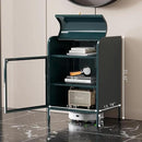 Modern Metal Side Tables, End Tables with Glass Door, 2-Tier Nightstands with Storage Shelves, Accent Table, Slim Sofa Table for Living Room, Bedroom (1, Green) by CozyNest Decor