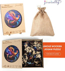 Wooden Puzzles for Adults, Phoenix Puzzle Color Challenge Jigsaw Puzzles 300 Piece, (Royal,16.7in) Thickened Unique Shapes Family Reunion Puzzle, Best Gift for Adults and Kids, Family Game by TinyTreasures Baby Boutique