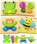 Bekayshad Wooden Puzzles Toddler Toys Gifts for 1 2 3 Year Old Boys Girls, 4 Pack Animal Jigsaw Puzzles Montessori Toys, Learning Educational Christmas Birthday Gifts for Girls Boys Ages 1-3 by TinyTreasures Baby Boutique