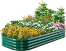 Quictent Raised Garden Bed Kit Oval Galvanized Metal Planter Box for Vegetables Outdoor Backyard, Rubber Strip Edging Included, Dark Green 6x3x2 ft by GreenHaven Gardens