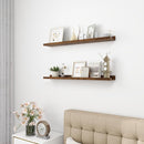 Picture Ledge Shelf, Wood Floating Shelves Set of 2, 36 inch Picture Ledge Shelves, Photo Ledge Nursery Book Shelves Wall Mounted for Living Room Kids' Room Bedroom, Color Brown by TinyTreasures Baby Boutique
