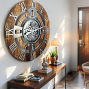 The Gears Clock Real Moving Gear Wall Clock England Line (Vintage Brown, 24 inches (60 cm)) by CozyNest Decor