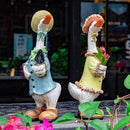 Garden Statues Couple Duck, Funny Cartoon Duck Garden Statues Indoor Outdoor Decorations Cute Ducks Art Décor Goose for Yard Home Garden Patio and Office (2- Pack) by GreenHaven Gardens