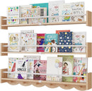 Nursery Bookshelves Wall Mounted，34inch，Set of 3, Floating Shelf Kids Coat Rack with 6Hooks,Hanging Shelf for Baby Nursery Room Décor, Patent Number: 29924445,Burlywood by TinyTreasures Baby Boutique