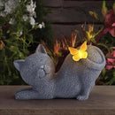 Solar Cat Garden Statue with Glowing Butterfly, Outdoor Resin Cat Figurine with Solar Light, Waterproof Yard Decor for Patio, Lawn, Porch, and Unique Garden Gifts for Cats Lovers by CozyNest Decor
