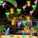 Couah 30 LED 16Ft Summer Beach Hawaiian String Lights - 8 Modes & Timer - Flamingo Pineapple Palm Tree Fairy Lights - Battery Operated for Tropical Party Pool Decorations by CozyNest Decor