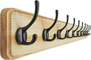 Dseap Coat Rack Wall: 38-1/4" Long, Patented, Heavy-Duty, 10-Double-Hooks Wooden Wall Mounted Coat Rack Coat Hanger Hook Rail for Winter Coats Hat Jacket Clothing, Light Brown by CozyNest Decor